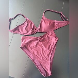 NWOT! Aerie High Waist Bikini, Size Medium. Knot front bottom & Twist Top.